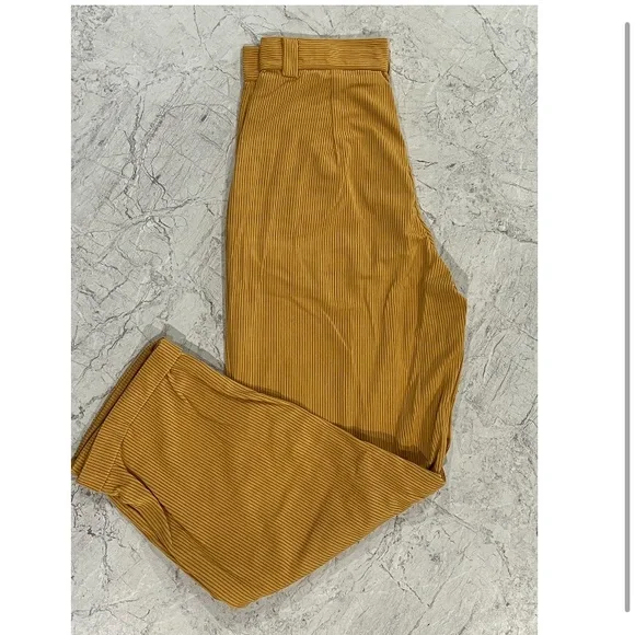 Khaki High Waisted Straight Leg Pants Casual Corduroy Pants Vintage Trousers - Picture 8 of 10